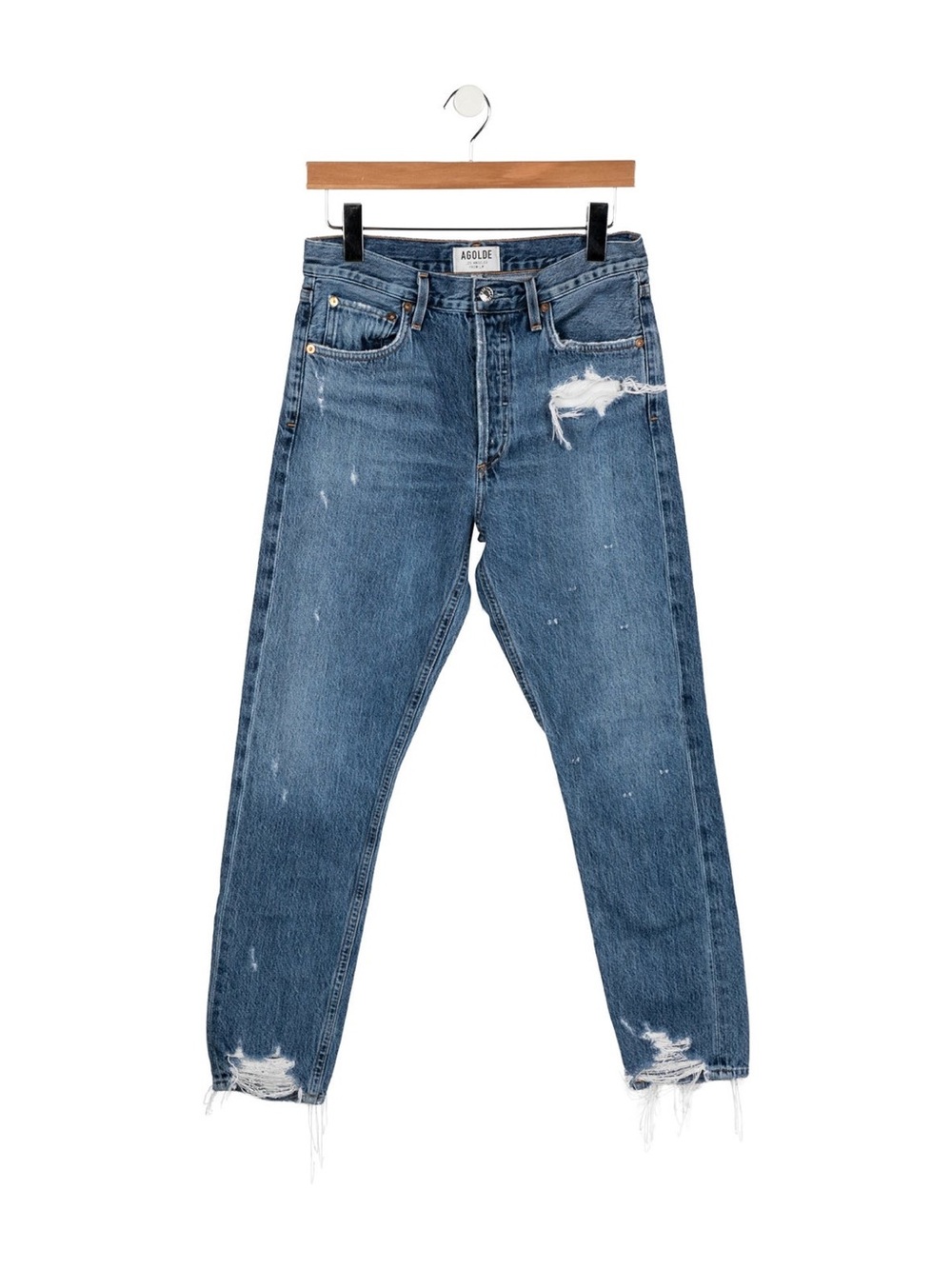 Agolde Vintage Blue Distressed Boyfriend Jeans